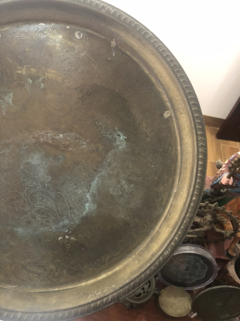 古玩雜項刻畫銅盤（精品，超大）拍賣，當前價格999元