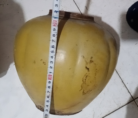 古玩陶瓷黃釉瓜楞罐(帶蓋)拍賣,當前價格1500元