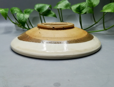 古玩陶瓷元代磁州窯點彩梅紋盤拍賣,當前價格600元