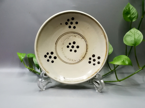 古玩陶瓷元代磁州窯點彩梅紋盤拍賣,當前價格600元