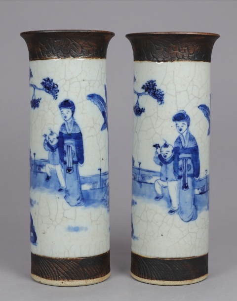 古玩陶瓷青花哥釉花觚拍賣,當前價格6000元