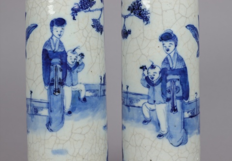 古玩陶瓷青花哥釉花觚拍賣,當前價格6000元