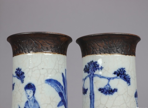 古玩陶瓷青花哥釉花觚拍賣,當前價格6000元