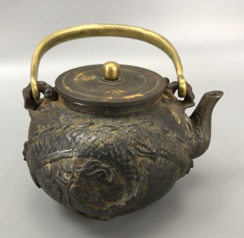 古玩雜項（館藏重器）明治時期龍文堂系鐵壺拍賣，當前價格11988元