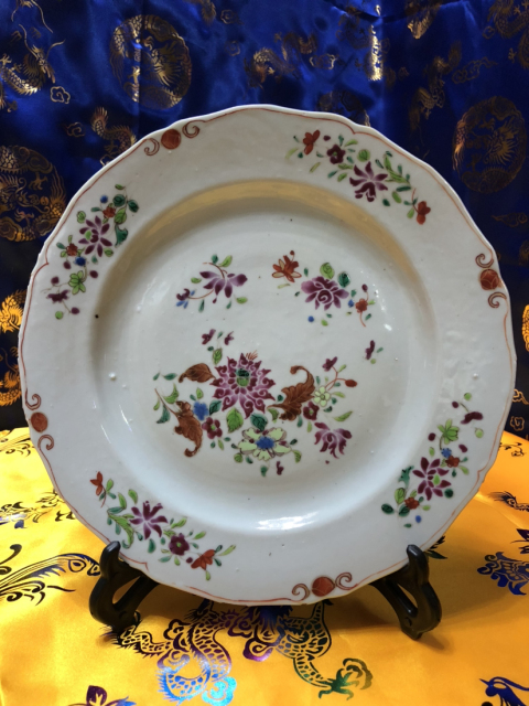 古玩陶瓷清中【雍正】粉彩花卉紋盤拍賣，當前價格1999元