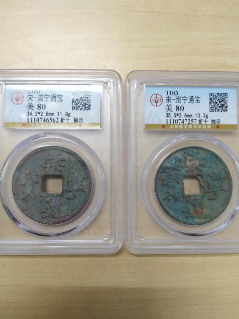 古玩錢幣崇寧通寶兩枚拍賣，當前價格500元