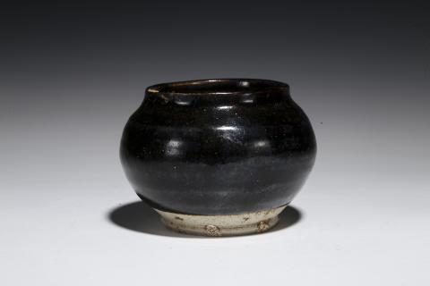 古玩陶瓷元明·窯變磁州窯黑釉小茶入拍賣，當前價格2999元