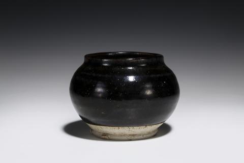 古玩陶瓷元明·窯變磁州窯黑釉小茶入拍賣，當前價格2999元