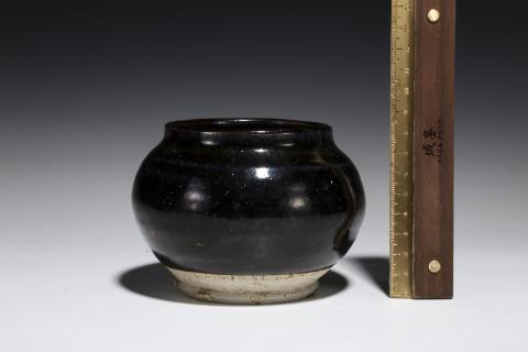 古玩陶瓷元明·窯變磁州窯黑釉小茶入拍賣，當前價格2999元