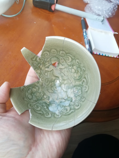 古玩陶瓷北宋耀州窯娃娃盞殘器拍賣，當前價格1500元