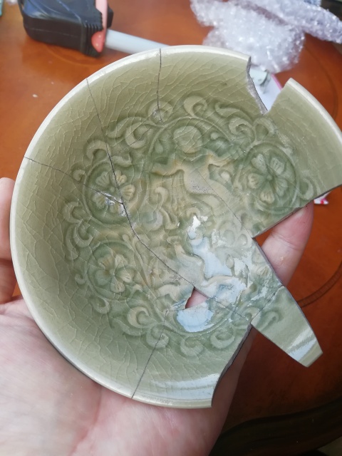 古玩陶瓷北宋耀州窯娃娃盞殘器拍賣，當前價格1500元