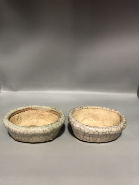 古玩陶瓷哥釉花盆一對拍賣,當前價格299元