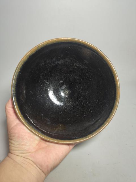 古玩陶瓷金元耀州窯黑釉斗笠大碗(精品黑釉)拍賣,當前價格4200元
