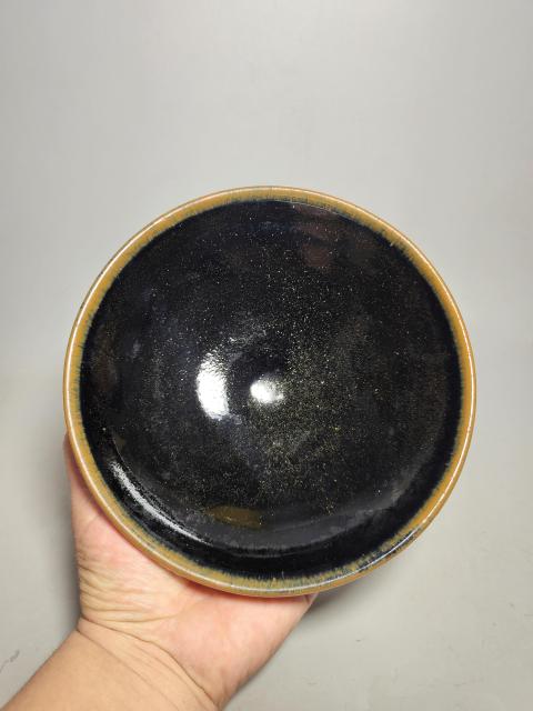 古玩陶瓷金元耀州窯黑釉斗笠大碗(精品黑釉)拍賣,當前價格4200元
