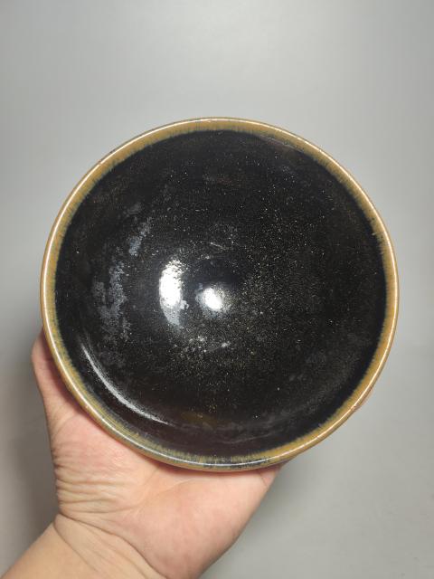 古玩陶瓷金元耀州窯黑釉斗笠大碗(精品黑釉)拍賣,當前價格4200元
