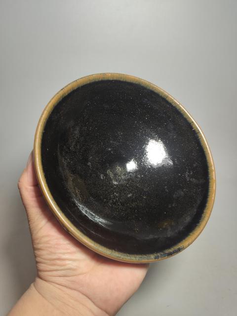 古玩陶瓷金元耀州窯黑釉斗笠大碗(精品黑釉)拍賣,當前價格4200元