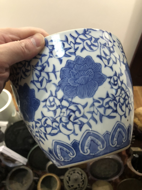 古玩陶瓷花卉紋青花蓋缸（超精品）拍賣，當前價格299元