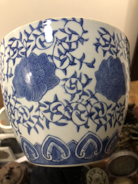 古玩陶瓷花卉紋青花蓋缸（超精品）拍賣，當前價格299元