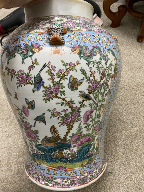 古玩陶瓷晚清花鳥將軍罐拍賣,當前價格1元