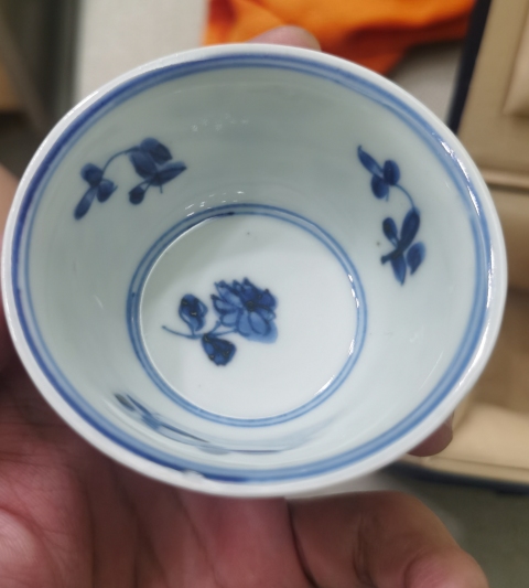 古玩陶瓷康熙青花杯一對拍賣，當前價格1999元