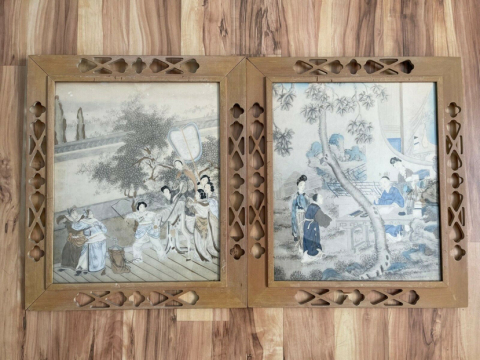 古玩字畫民國人物故事畫一對拍賣，當前價格16800元