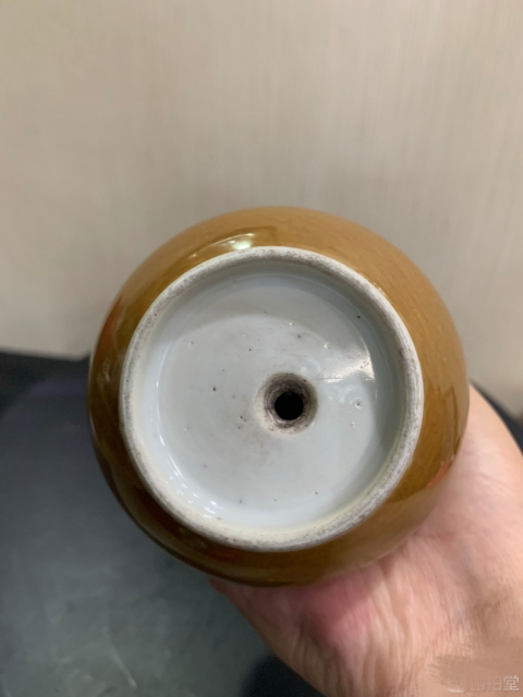 古玩陶瓷下紫金釉上青花葫蘆型錐把瓶真品鑒賞圖