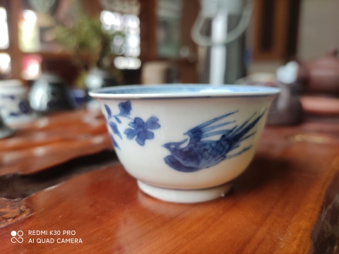 古玩陶瓷康熙花鳥紋青花杯拍賣，當前價格999元