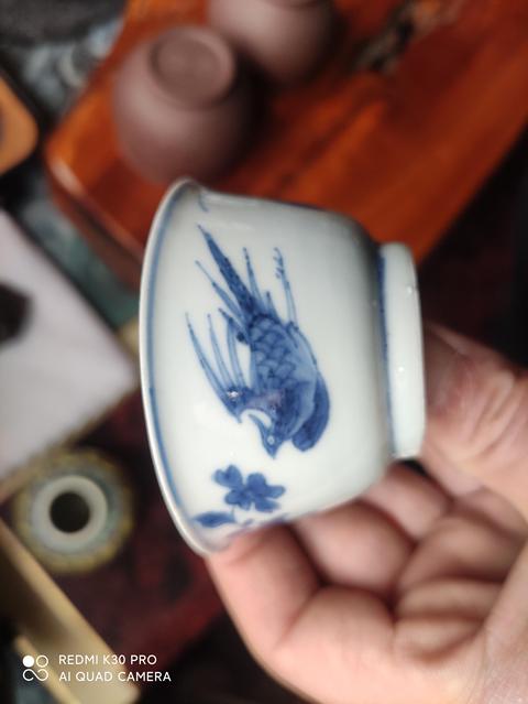 古玩陶瓷康熙花鳥紋青花杯拍賣，當前價格999元