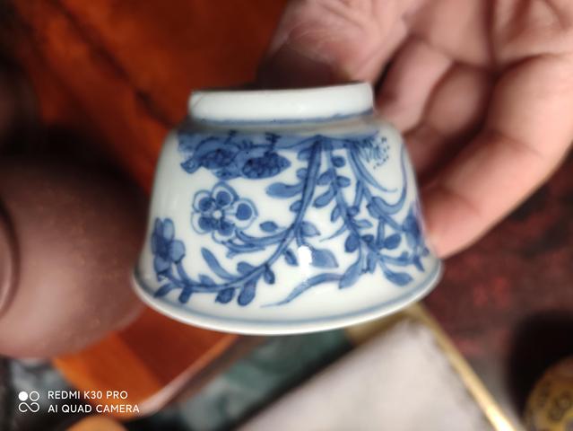 古玩陶瓷康熙花鳥紋青花杯拍賣，當前價格999元