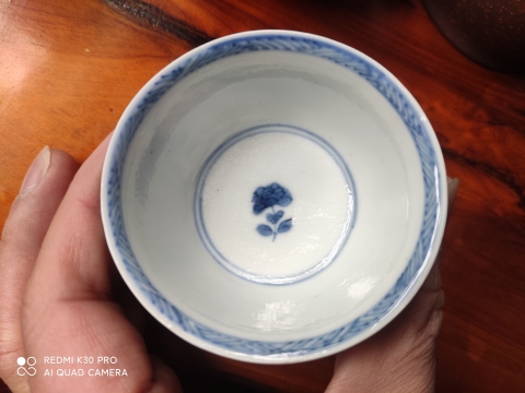 古玩陶瓷康熙花鳥紋青花杯拍賣，當前價格999元