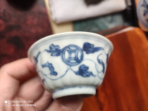 古玩陶瓷康熙青花杯一對拍賣,當前價格3999元