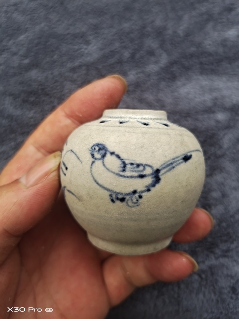 古玩陶瓷花鳥紋青花水盂拍賣，當前價格999元