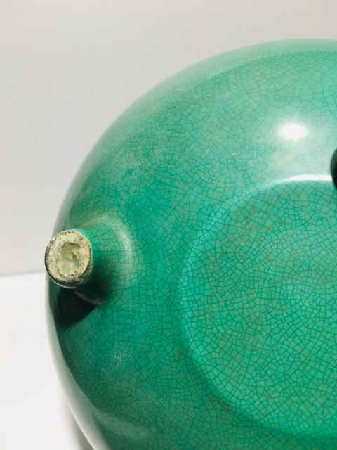 古玩陶瓷（已保真帶證書）楓溪窯綠哥釉三足缽式香爐拍賣，當前價格4888元