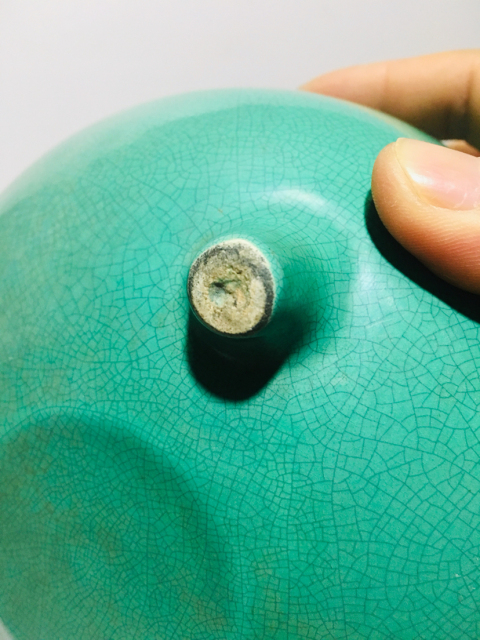 古玩陶瓷（已保真帶證書）楓溪窯綠哥釉三足缽式香爐拍賣，當前價格4888元