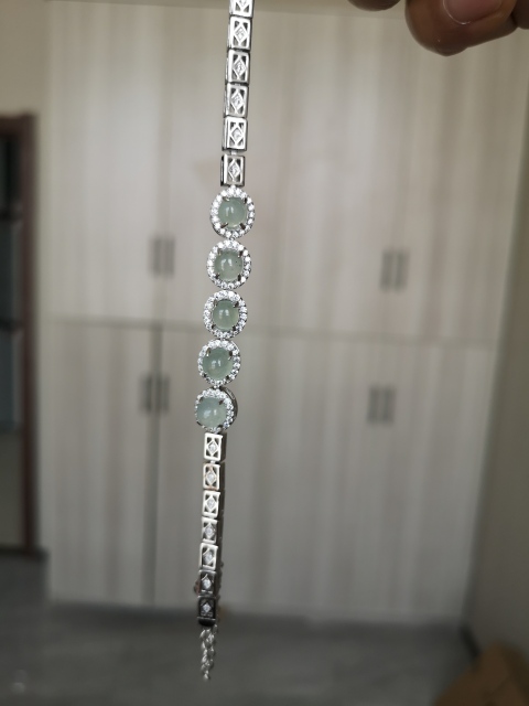 古玩玉器翡翠鑲嵌手鏈拍賣,當前價格550元