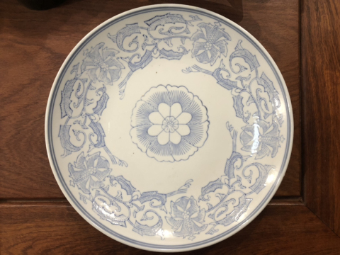 古玩陶瓷花卉紋青花盤拍賣，當前價格199元