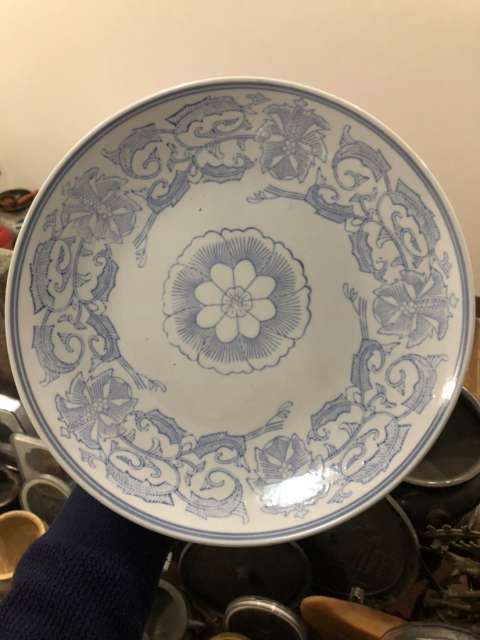 古玩陶瓷花卉紋青花盤拍賣，當前價格199元