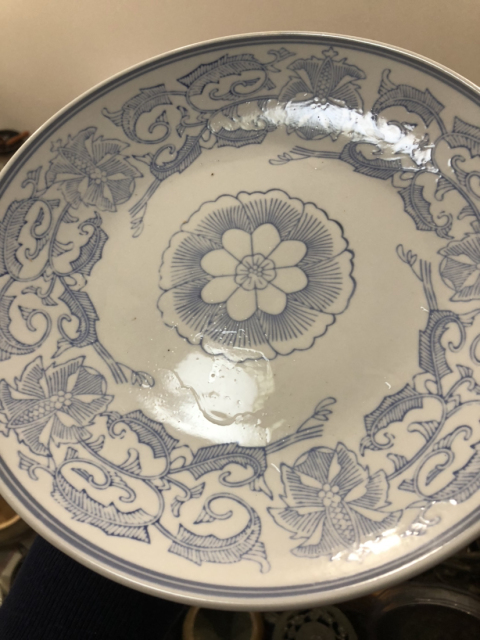 古玩陶瓷花卉紋青花盤拍賣，當前價格199元