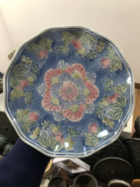 古玩陶瓷花卉紋青花高足盤拍賣,當(dāng)前價格199元