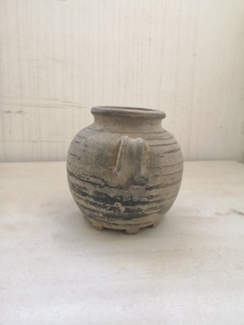 古玩陶瓷灰陶弦紋雙系罐拍賣，當前價格1200元
