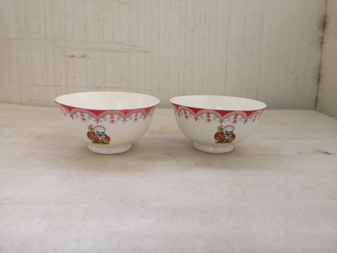 古玩陶瓷貼花壽星仙桃紋碗80-90年代拍賣，當前價格260元