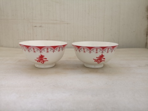 古玩陶瓷貼花壽星仙桃紋碗80-90年代拍賣，當前價格260元