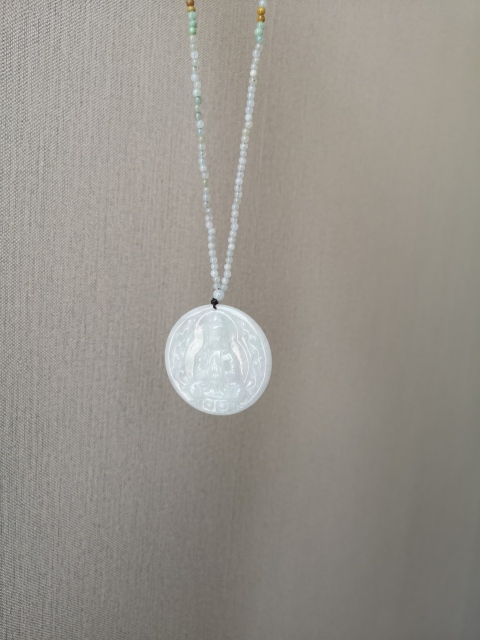 古玩玉器翡翠觀音項鏈拍賣,當前價格980元