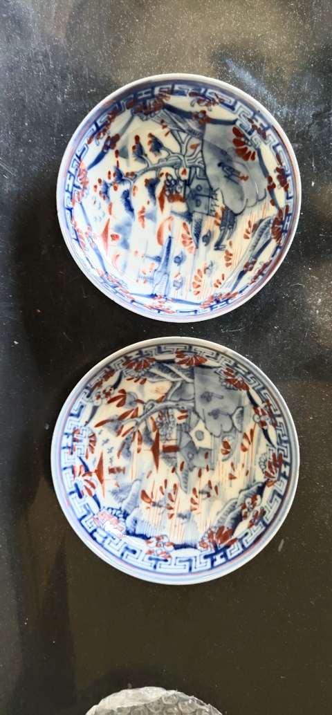 古玩陶瓷青花加山水紋彩盤拍賣，當前價格1999元