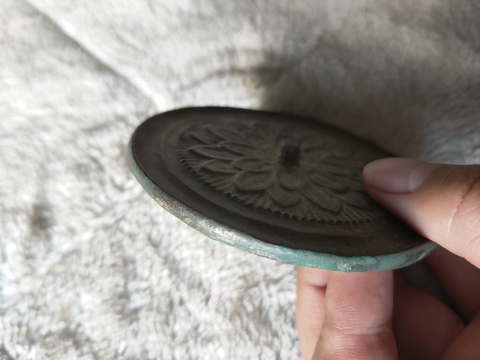 古玩銅器明代花卉紋鏡(已保真)拍賣，當前價格3500元