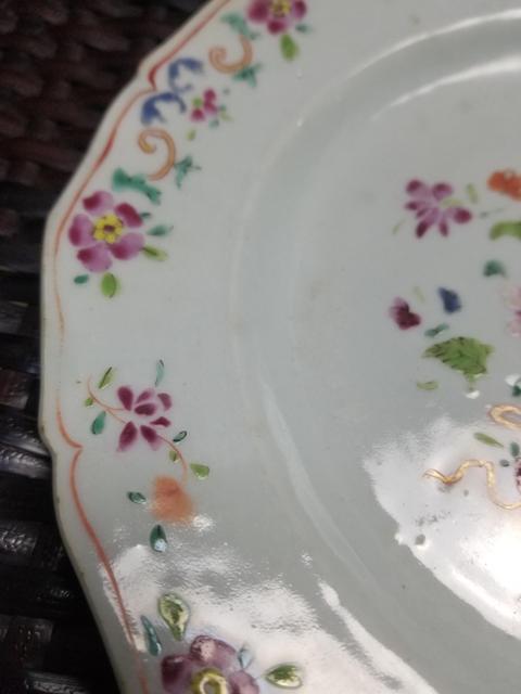 古玩陶瓷清代雍乾景德鎮窯口花卉紋粉彩盤拍賣，當前價格1999元