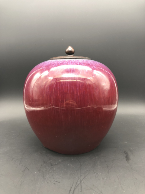 古玩陶瓷清中期窯變紅釉罐拍賣，當前價格3999元