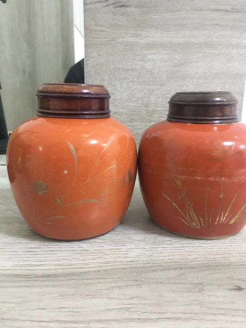 古玩陶瓷紅釉描金花卉紋蓋罐,只剩一個拍賣,當前價格1000元