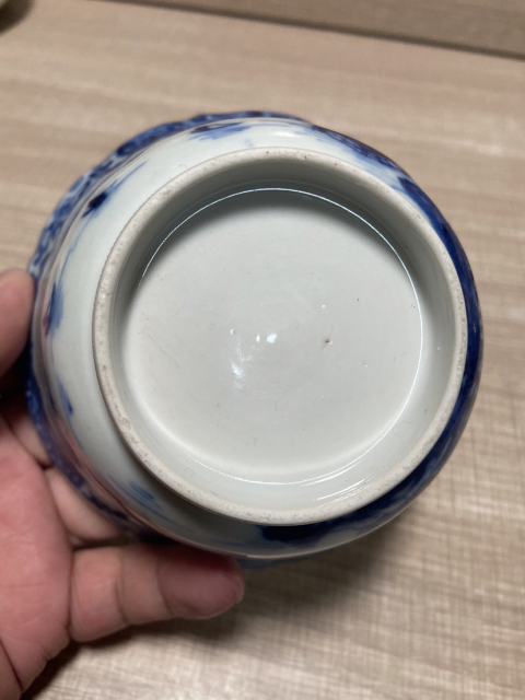 古玩陶瓷清乾隆—青花亭臺樓閣山水紋精品葵口碗拍賣，當前價格3588元