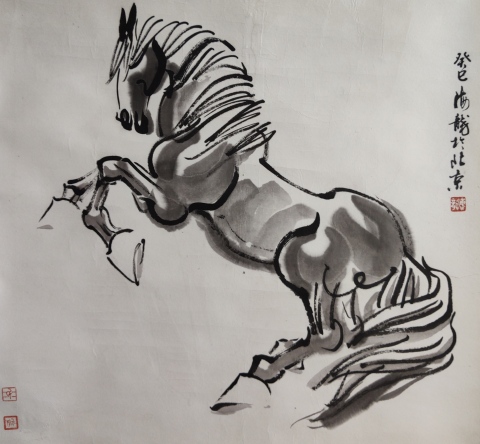 古玩字畫(huà)北京名家海龍手工原裱立馬圖立軸拍賣(mài),當(dāng)前價(jià)格199元